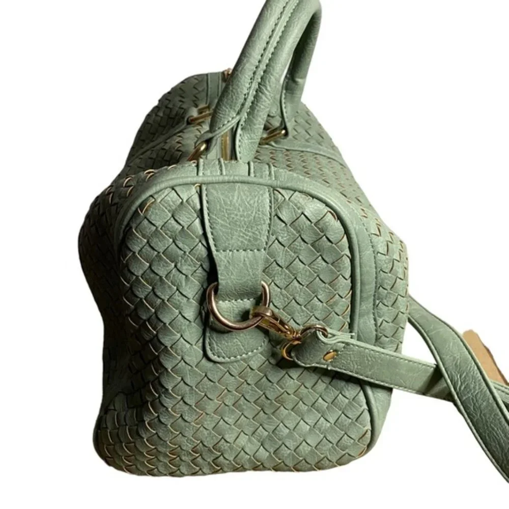 Urban Expressions Green Woven Weave Shoulder Satchel Tote Bag - Picture 4 of 9